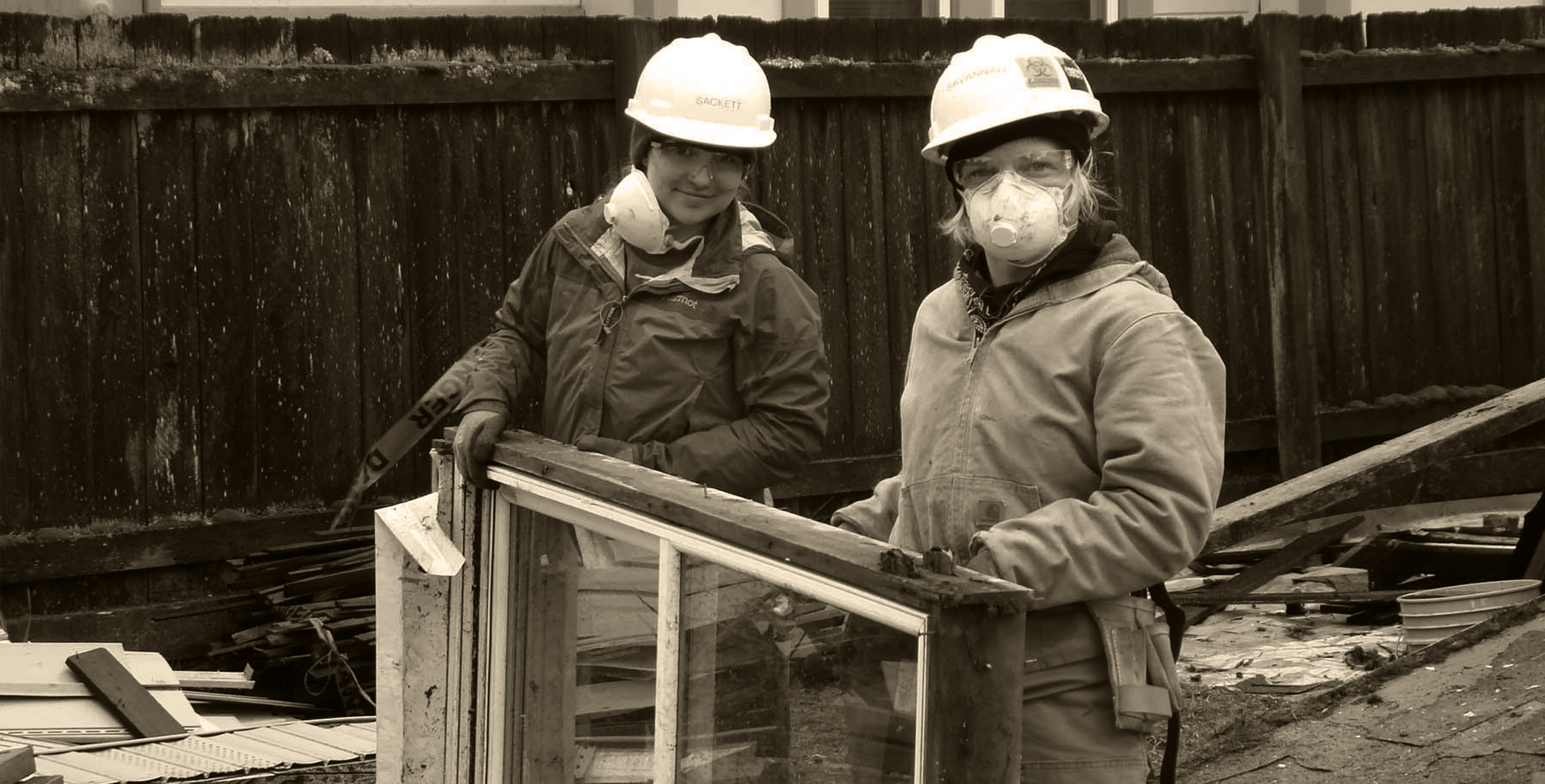 women working at deconstruction site in Portland